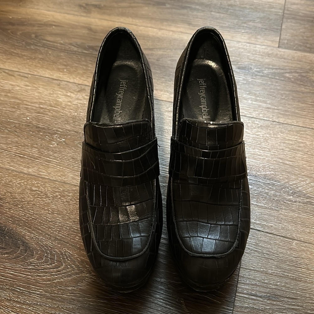 Jeffrey Campbell crocodile platform loafer black size 9 - Picture 2 of 5